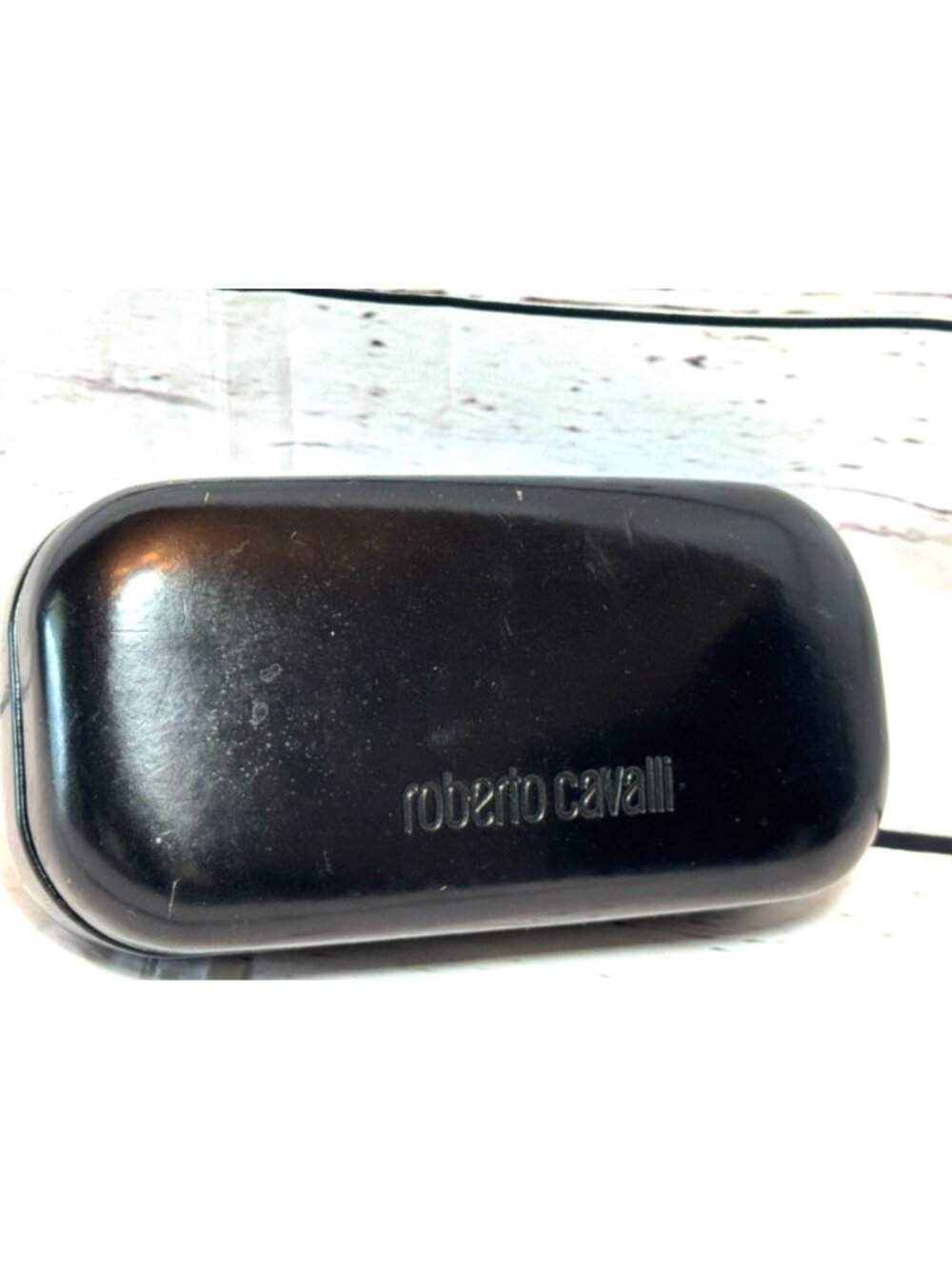 Roberto Cavalli Black Glasses Case With Zebra Print Interior Compact & Sturdy De